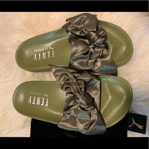 Fenty olive green bow slides